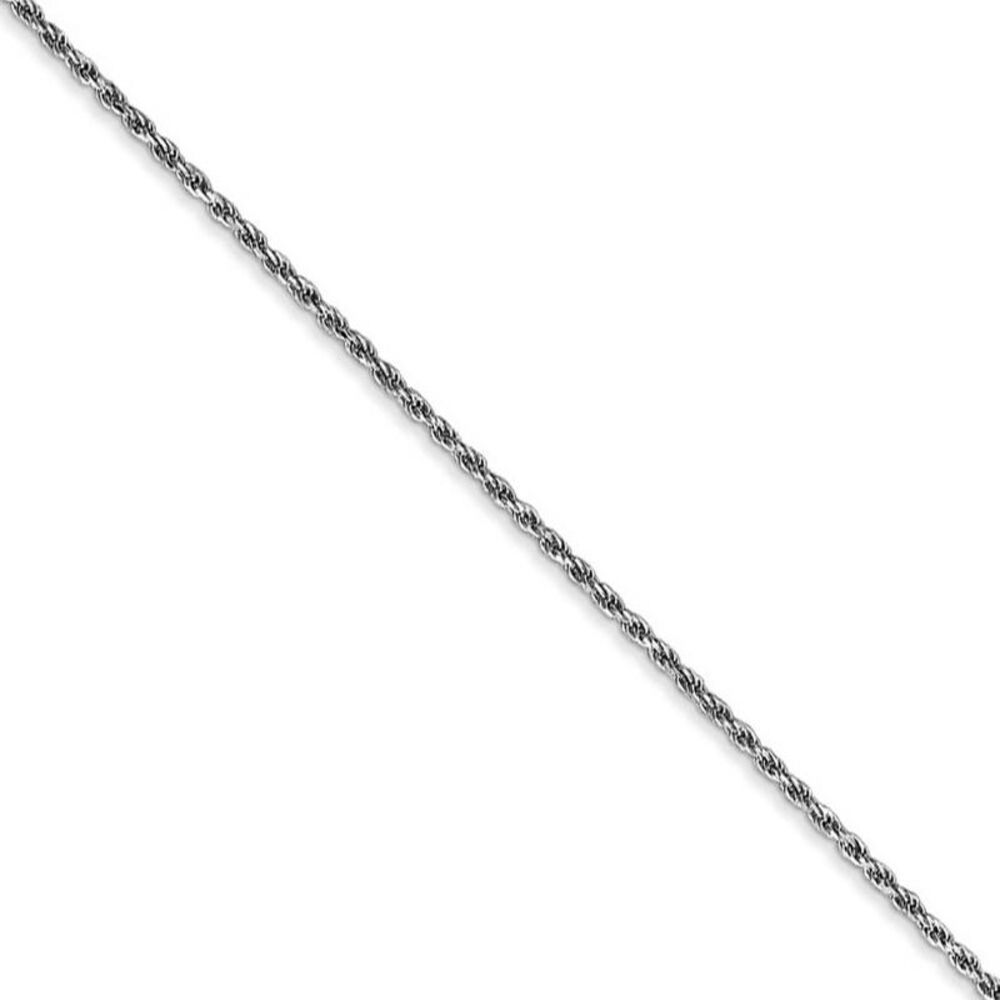 1.15mm, 14k White Gold, Diamond Cut Rope Chain Bracelet, 8 Inch